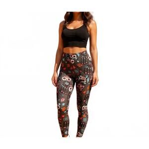 NEW KARMEN women's spooky skeleton cat pocket leggings in multi